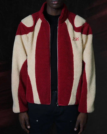 American Simple Harajuku Stitching Contrasting Polar Fleece Jacket Men's Winter Warm Y2K Street Trend Hip-hop Rap Red Jacket